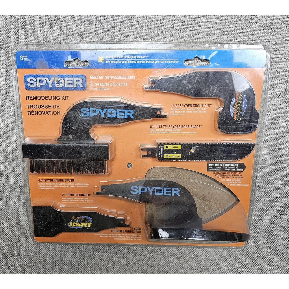 Spyder Remodeling Kit 8 Piece Black Metal Reciprocating Saw Tool Set 906404